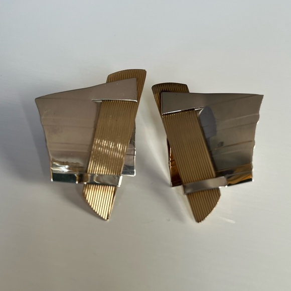 KDTR Kathleen Doyle Tom Reardon Modern Abstract Sterling Gold Tone Earrings - Picture 10 of 15